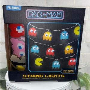 Pac‑Man Ghost String Lights – Retro Arcade Decor Paladone 10 Lights Battery New